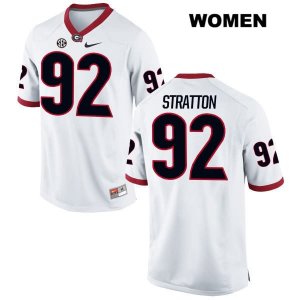 Women's Georgia Bulldogs NCAA #92 Landon Stratton Nike Stitched White Authentic College Football Jersey RQL1654AH